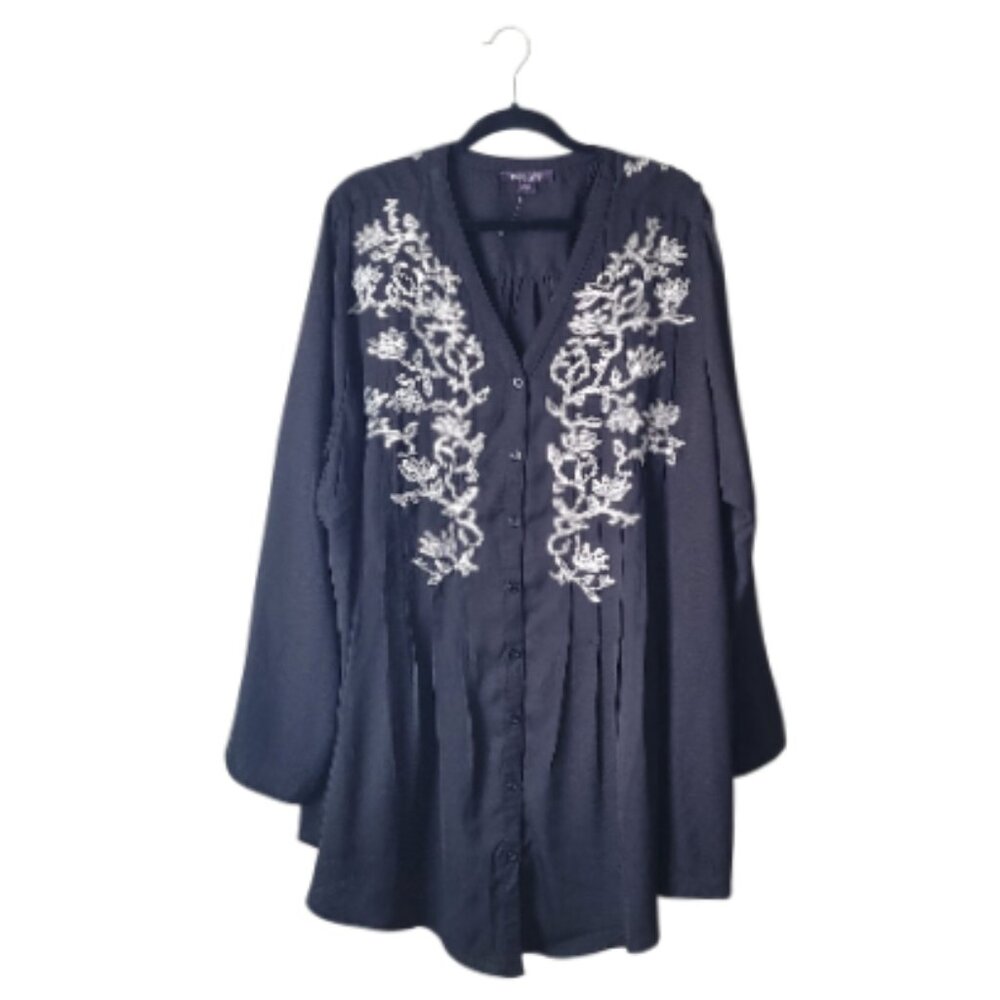 Roamans Plus Size Sequin Tunic Top - image 1